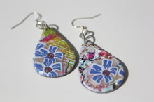 Load image into Gallery viewer, Teardrop Blue Flower Earrings with Bonus Studs