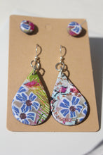 Load image into Gallery viewer, Teardrop Blue Flower Earrings with Bonus Studs