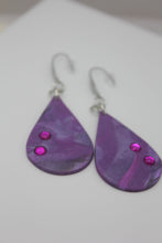 Load image into Gallery viewer, Purple Kaleidoscopic Teardrop Earrings