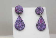 Load image into Gallery viewer, Small Purple Kaleidoscopic Teardrop Earrings