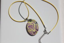 Load image into Gallery viewer, Oval Yellow and Purple Rose Necklace
