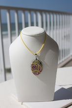 Load image into Gallery viewer, Oval Yellow and Purple Rose Necklace
