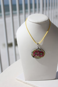 Oval Pink Flower Necklace