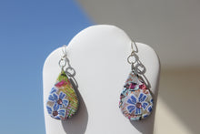 Load image into Gallery viewer, Teardrop Blue Flower Earrings with Bonus Studs
