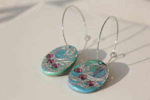 Silver Bouquet Oval Earrings