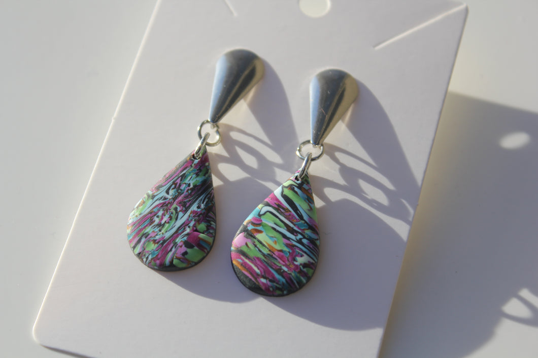 Small Kaleidoscopic Teardrop Earrings