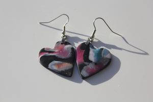 Watercolor Effect Heart Earrings