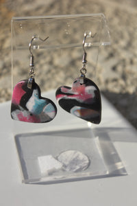 Watercolor Effect Heart Earrings