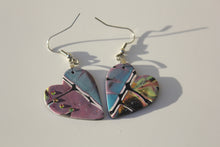 Load image into Gallery viewer, Purple and Blue Heart Earrings
