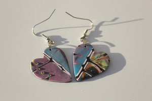 Purple and Blue Heart Earrings