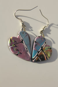 Purple and Blue Heart Earrings