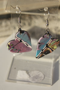 Purple and Blue Heart Earrings