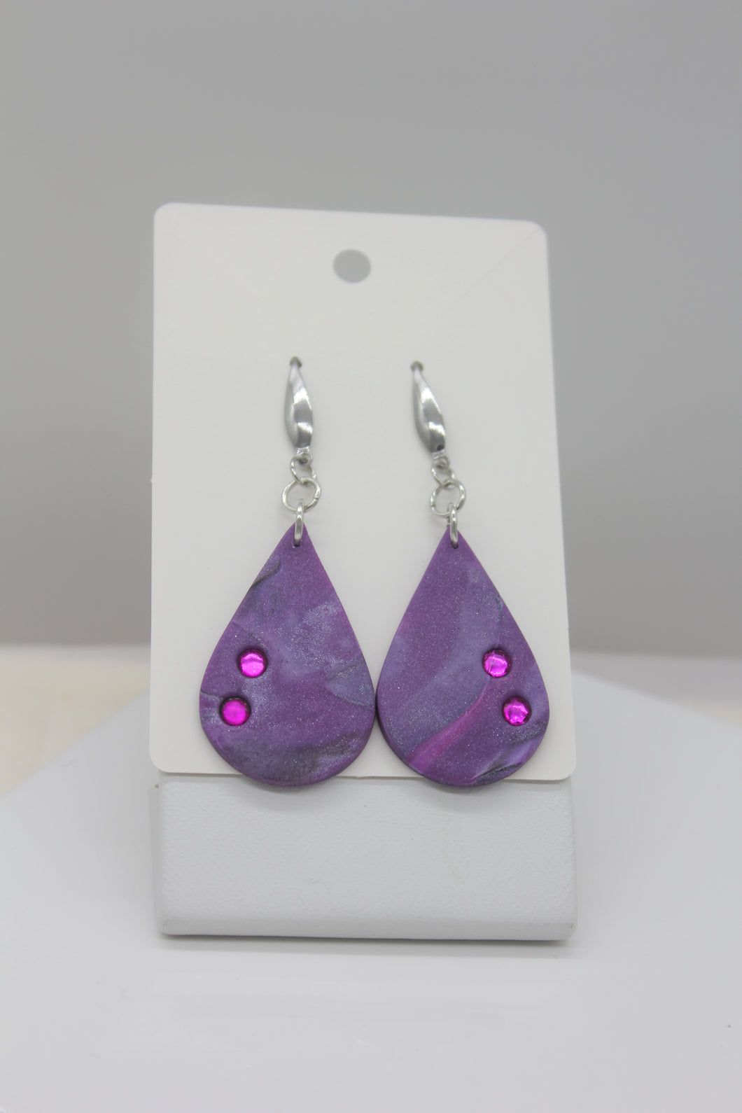 Purple Kaleidoscopic Teardrop Earrings