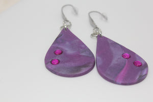 Purple Kaleidoscopic Teardrop Earrings