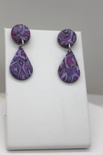 Load image into Gallery viewer, Small Purple Kaleidoscopic Teardrop Earrings
