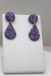 Small Purple Kaleidoscopic Teardrop Earrings