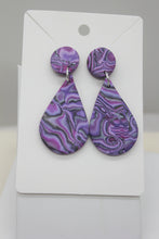 Load image into Gallery viewer, Swirled Purple Kaleidoscopic Earrings
