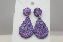 Load image into Gallery viewer, Swirled Purple Kaleidoscopic Earrings
