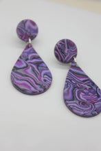 Load image into Gallery viewer, Swirled Purple Kaleidoscopic Earrings
