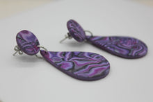 Load image into Gallery viewer, Swirled Purple Kaleidoscopic Earrings
