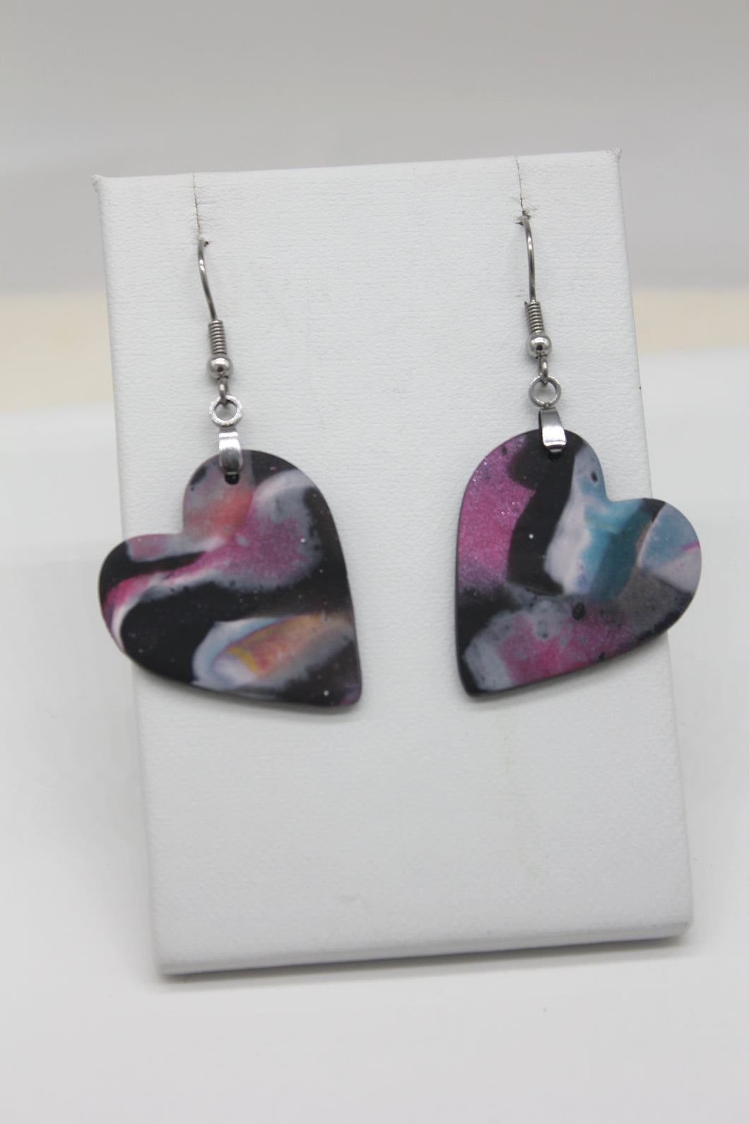 Watercolor Effect Heart Earrings