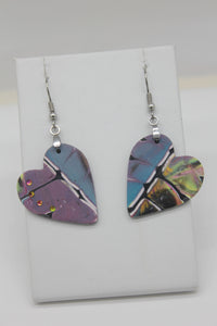 Purple and Blue Heart Earrings