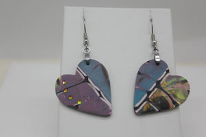 Purple and Blue Heart Earrings